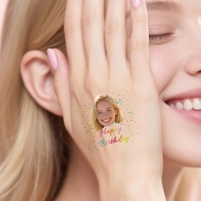 50pcs Custom Temporary Tattoos – Personalized Photo & Name Tattoos for Kids & Adults, Birthday & Party Favors