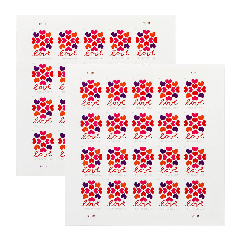 Heart Blossom Floral-Themed Decorative Self-Adhesive Label Set for Wedding and Celebration Use 100pcs/Pack (20pcs/Booklet)