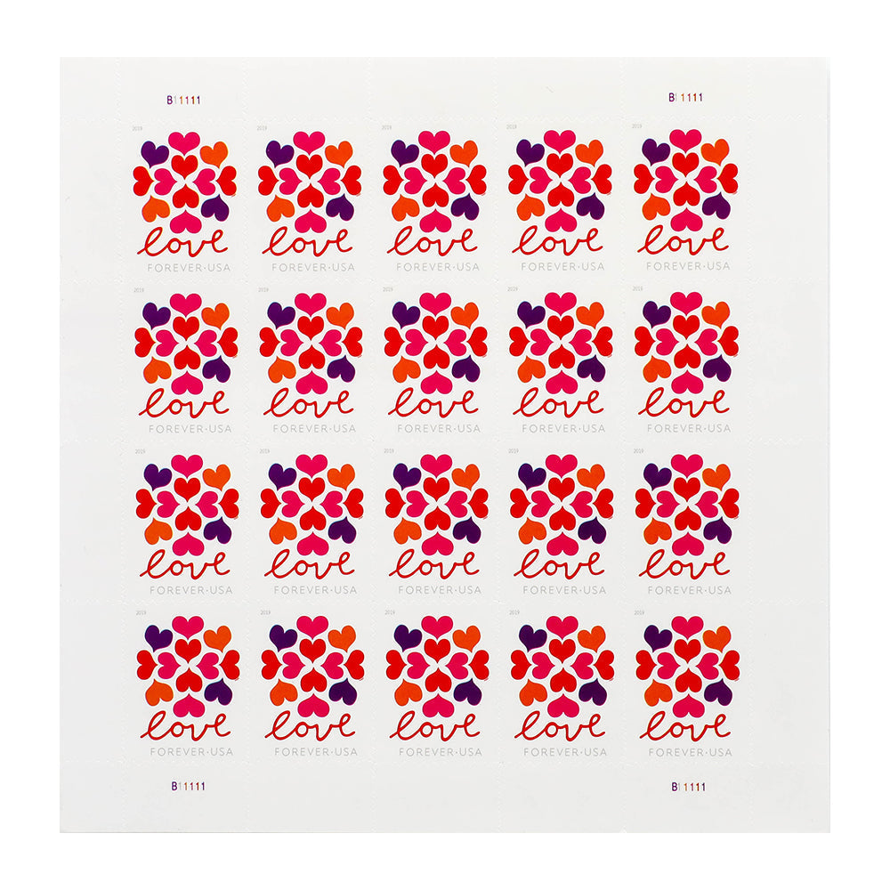 Heart Blossom Floral-Themed Decorative Self-Adhesive Label Set for Wedding and Celebration Use 100pcs/Pack (20pcs/Booklet)