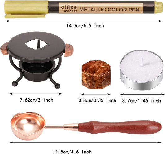 YIPLED Sealing Wax Kit - 728 Pcs With 24 Color Beads, 2 Pens, Warmer, Stamp Spoon and Candles for Gift & Envelope Sealing, Wedding Invitation