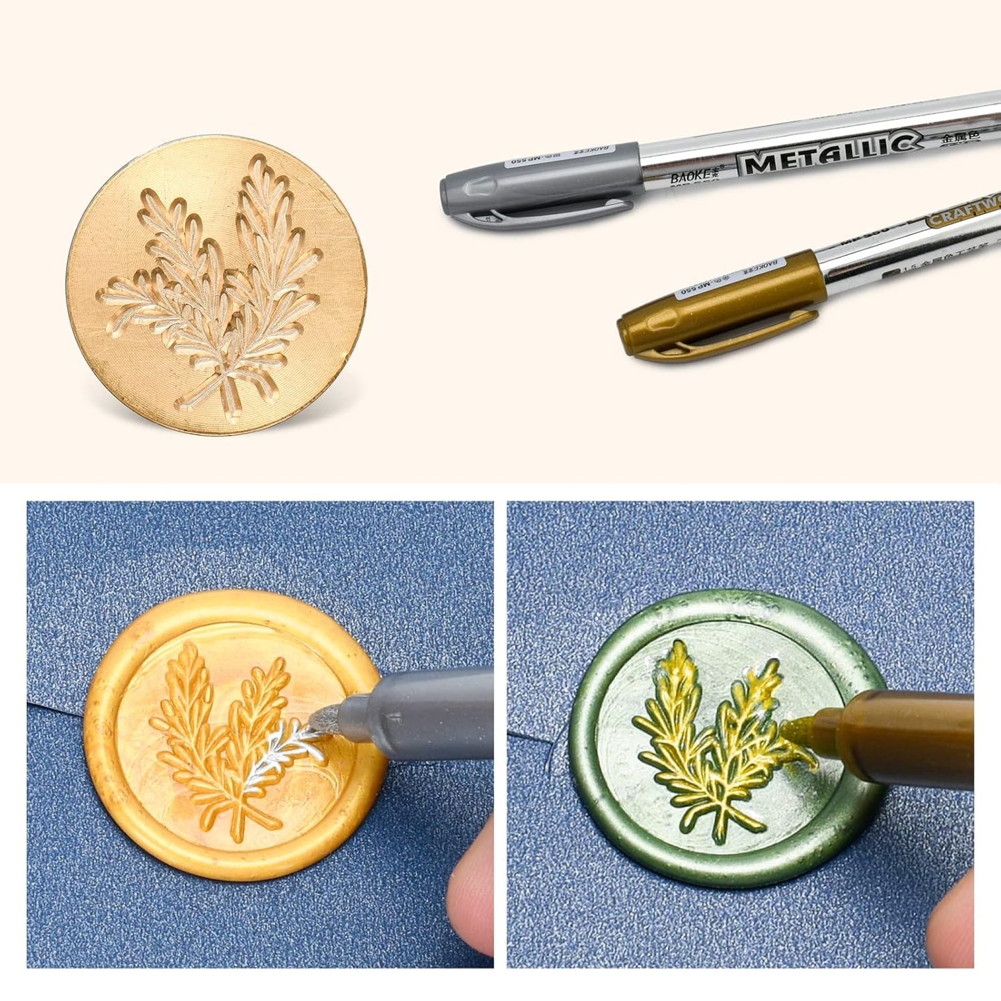 Wax Seal Kit - 624Pc Stamp Kit with 24 Colors, Spoon, 10 Tea Candles, Warmer, Pen