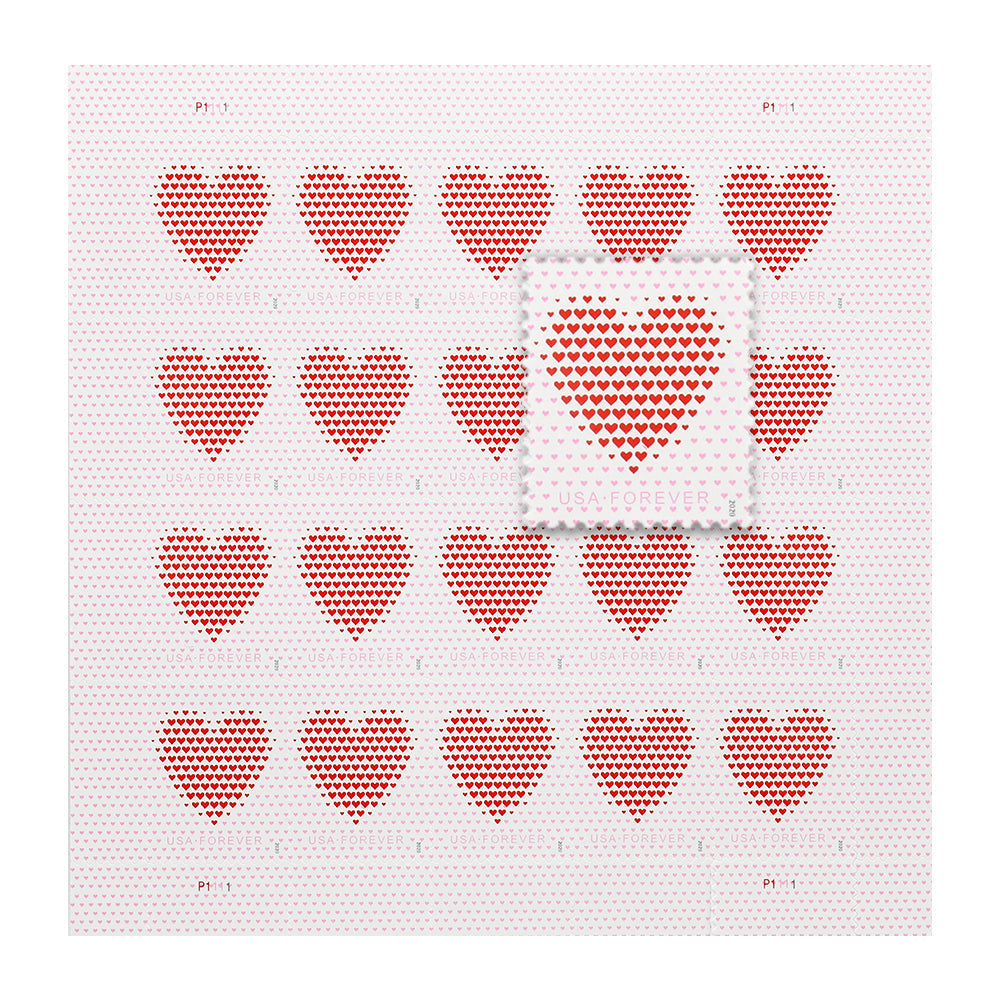 Made of Hearts Design 2022 Self-Adhesive Love-Themed Labels for Weddings, Cards, and Gifts 100pcs/Pack
