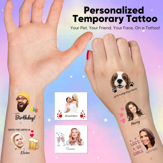 50pcs Custom Temporary Tattoos – Personalized Photo & Name Tattoos for Kids & Adults, Birthday & Party Favors