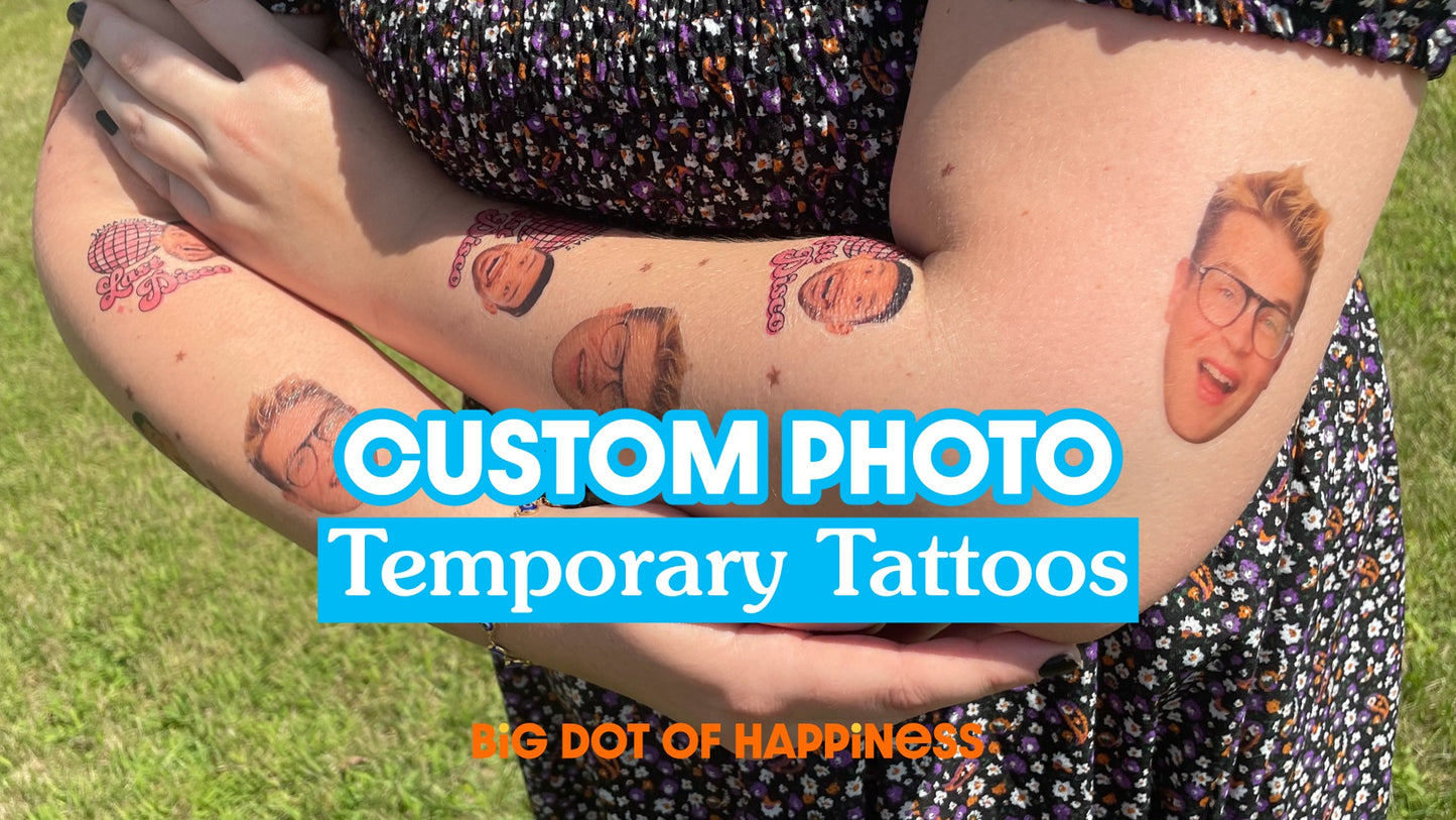 Personalized Face Temporary Tattoos – 3pcs, Waterproof & Skin-Safe Party Favors