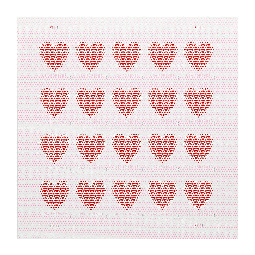 Made of Hearts Design 2022 Self-Adhesive Love-Themed Labels for Weddings, Cards, and Gifts 100pcs/Pack