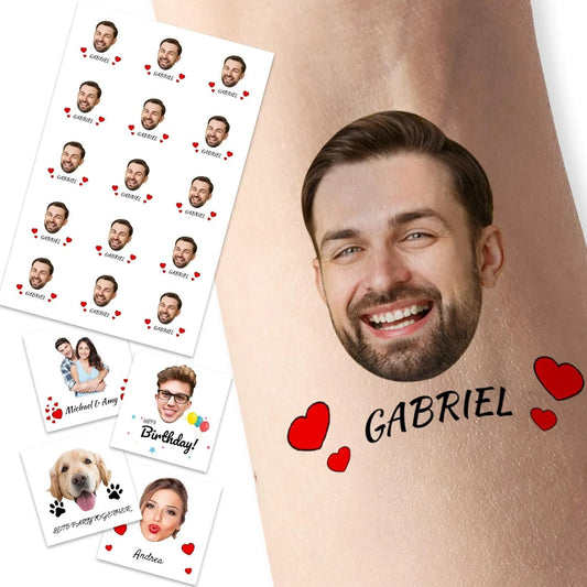 50pcs Custom Temporary Tattoos – Personalized Photo & Name Tattoos for Kids & Adults, Birthday & Party Favors